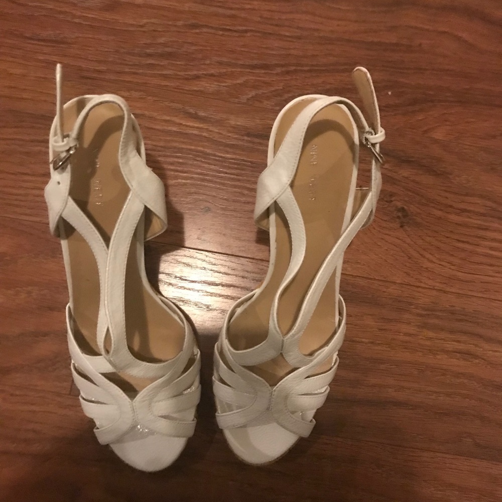 Nine West Braided White Wedge Sandals